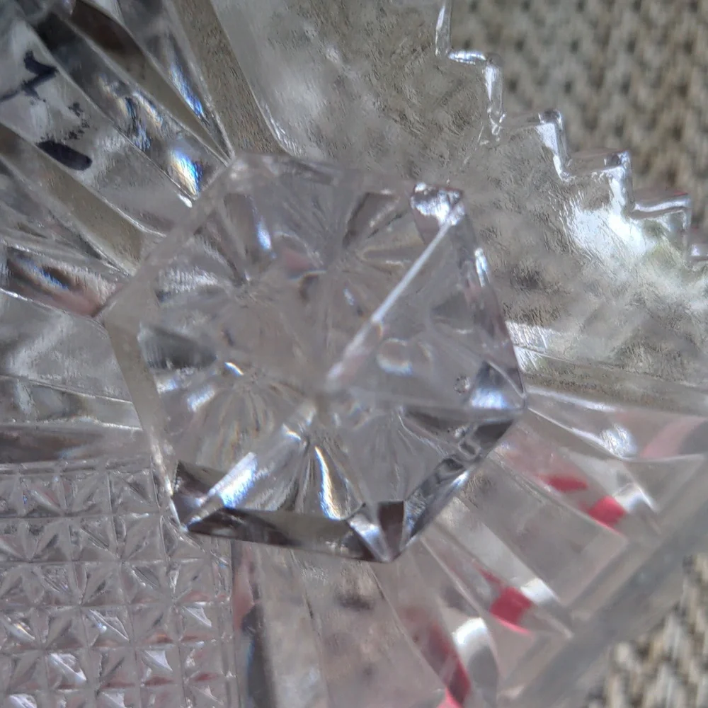 Vintage Italian Crystal Ice Bucket Cut Glass Saw Tooth Edge